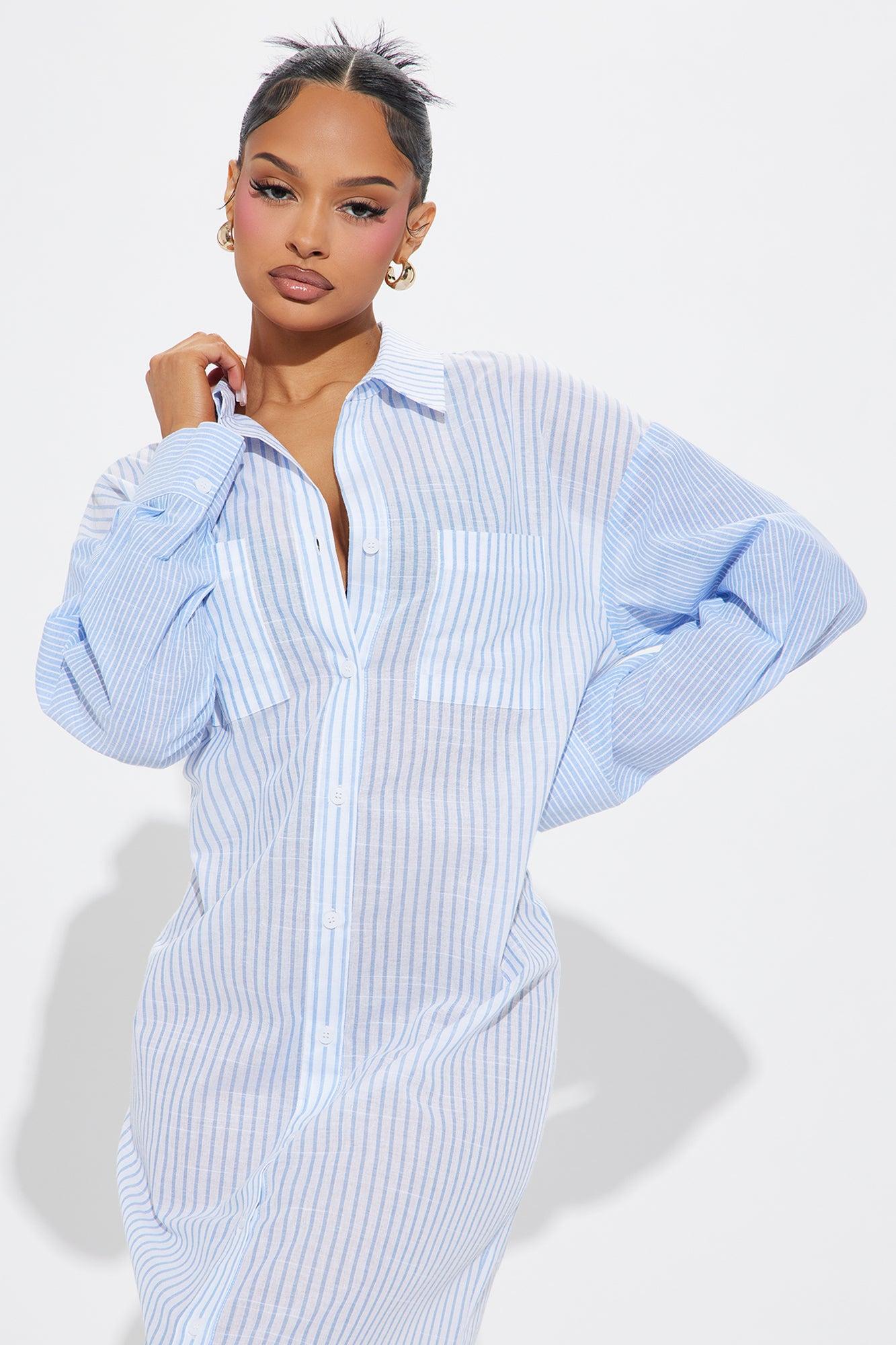 Odette Shirt Maxi Dress - Blue/combo Product Image