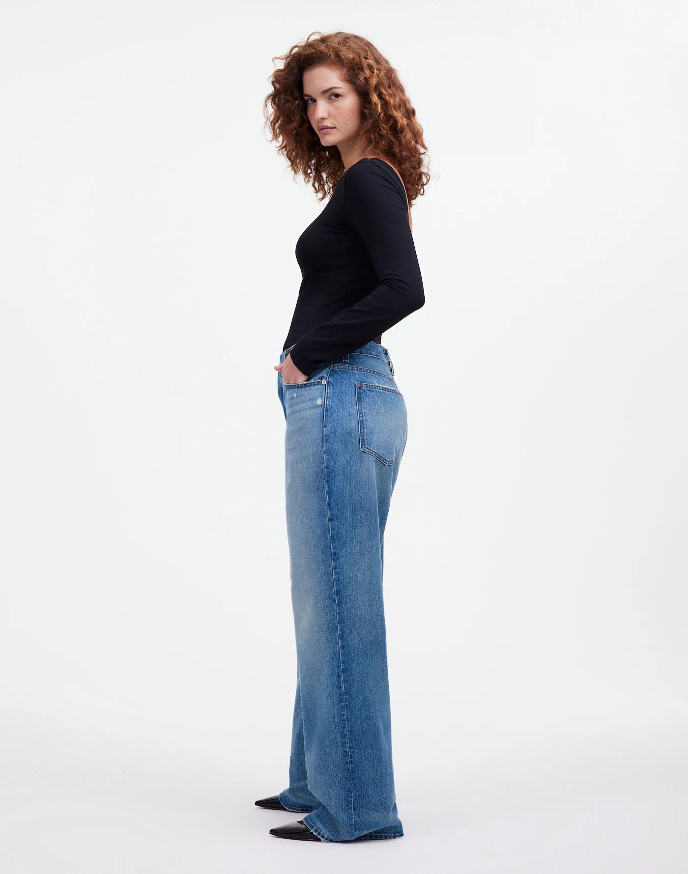 Curvy Low-Slung Baggy Jeans in Hamburg Wash Product Image