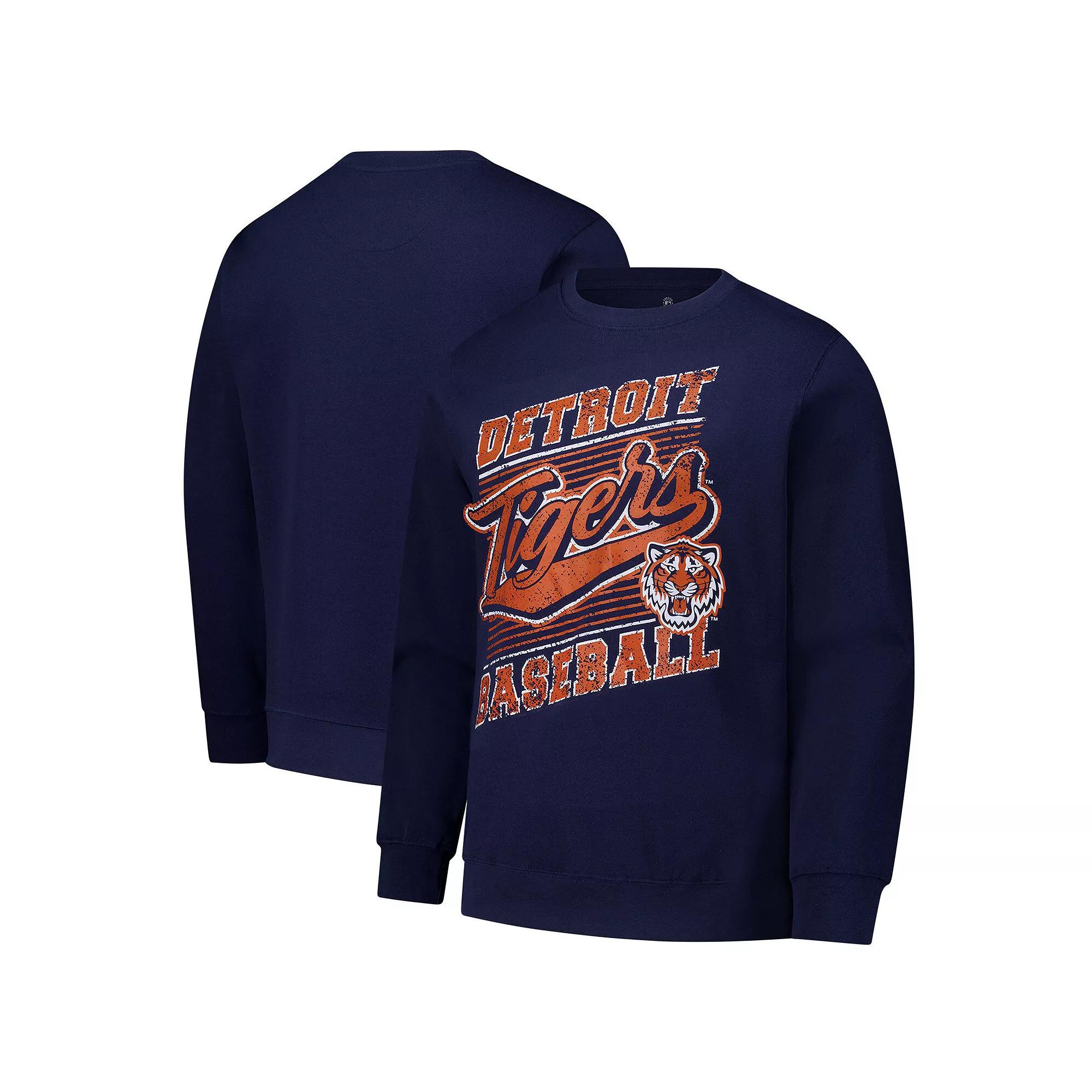Men's Stitches Navy Detroit Tigers Pullover Sweatshirt, Size: Small, Blue Product Image