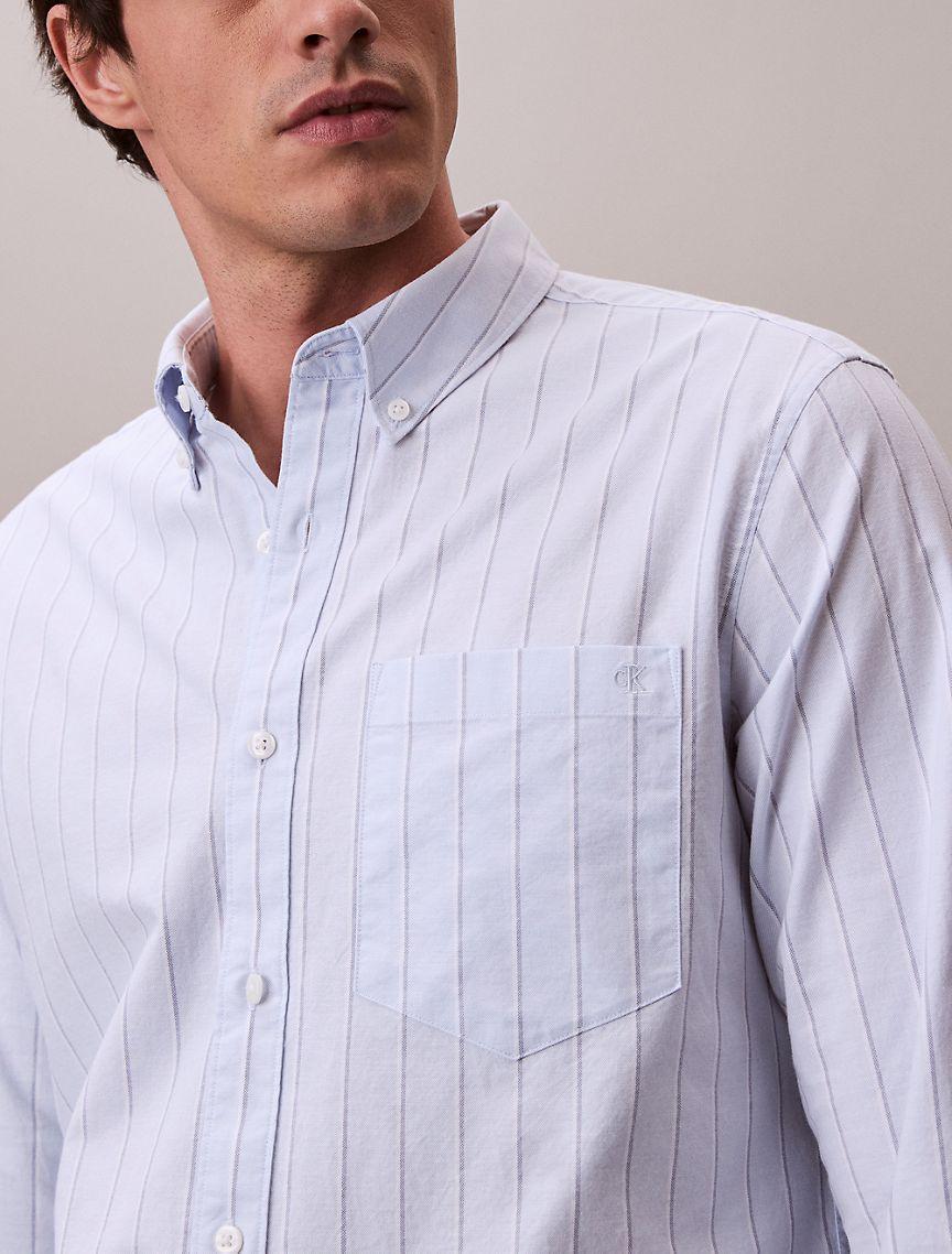 Double Stripe Classic Oxford Button-Down Shirt Product Image