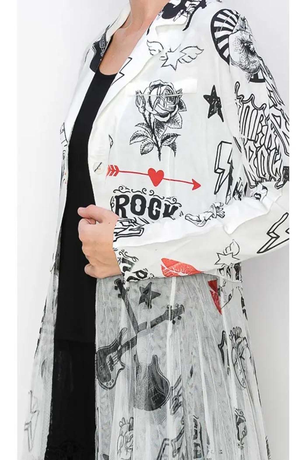 Cardigan Blazer with Long Mesh Layer Product Image