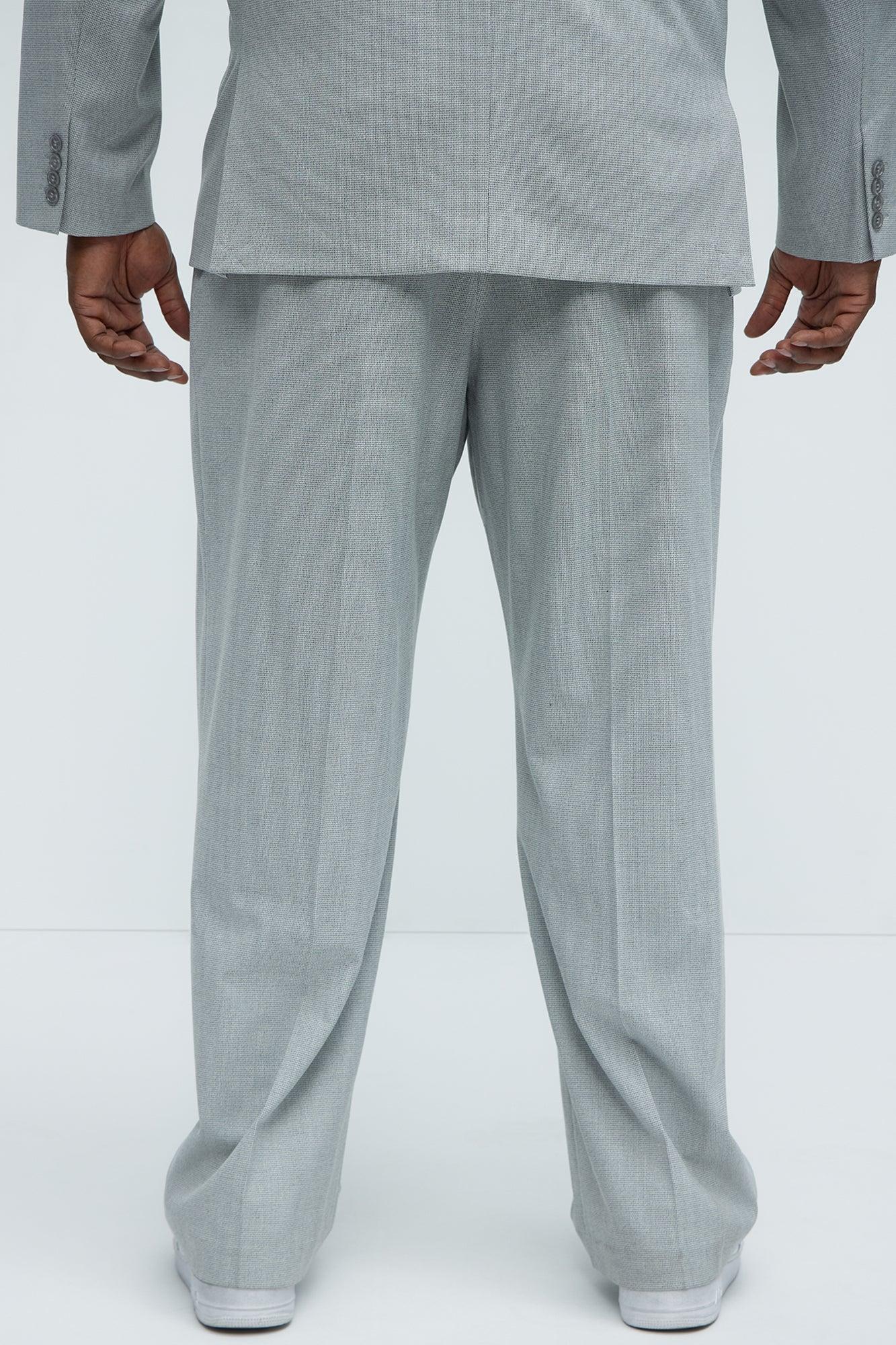 Wallace Houndstooth Texture Relaxed Tapered Trousers - Grey Product Image