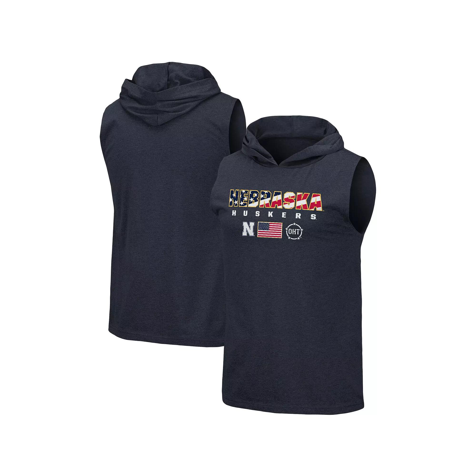 Men's Colosseum Navy Nebraska Huskers OHT Military Appreciation Americana Hoodie Sleeveless T-Shirt, Size: Medium, Blue Product Image