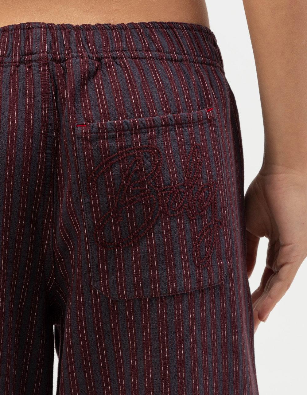 BDG Urban Outfitters Ami Womens Stripe Pull On Pants - BURGUNDY Product Image