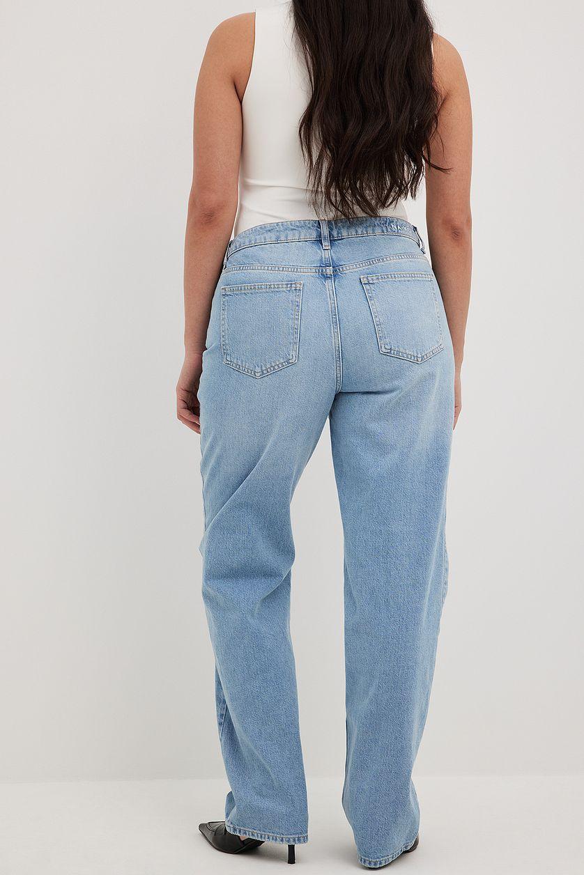 Straight High Waist Jeans Blue Product Image