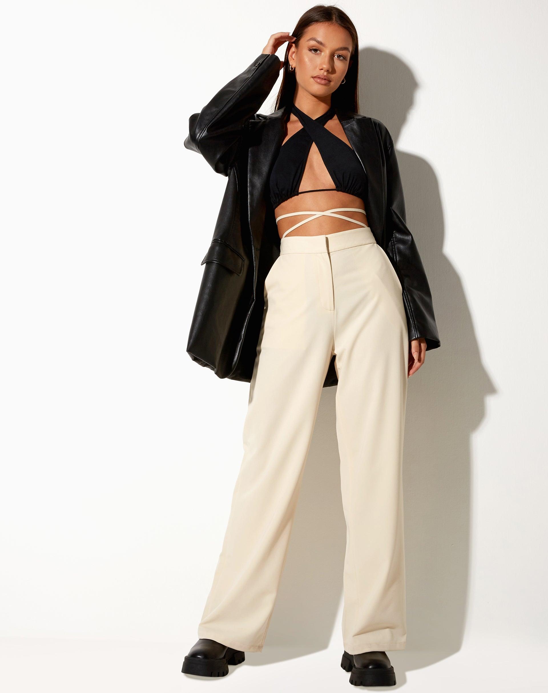 Abner Wide Leg Trouser in Tailoring Cream Product Image