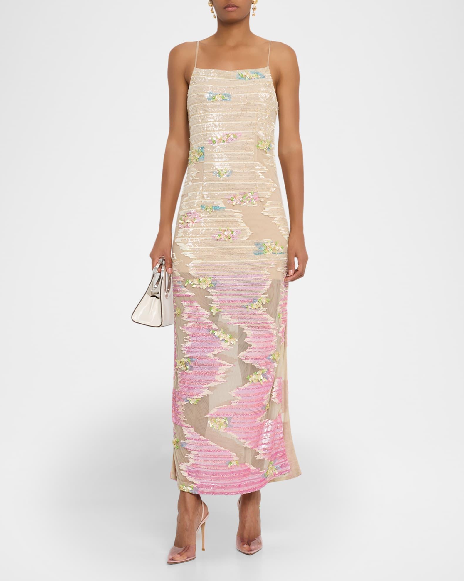 Ombre Embellished Tulle Gown Product Image