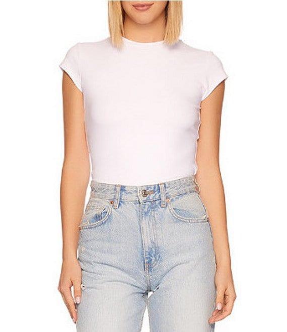 Susana Monaco Crew Neck Short Sleeve Fitted Signature Stretch Knit Tee Shirt Product Image