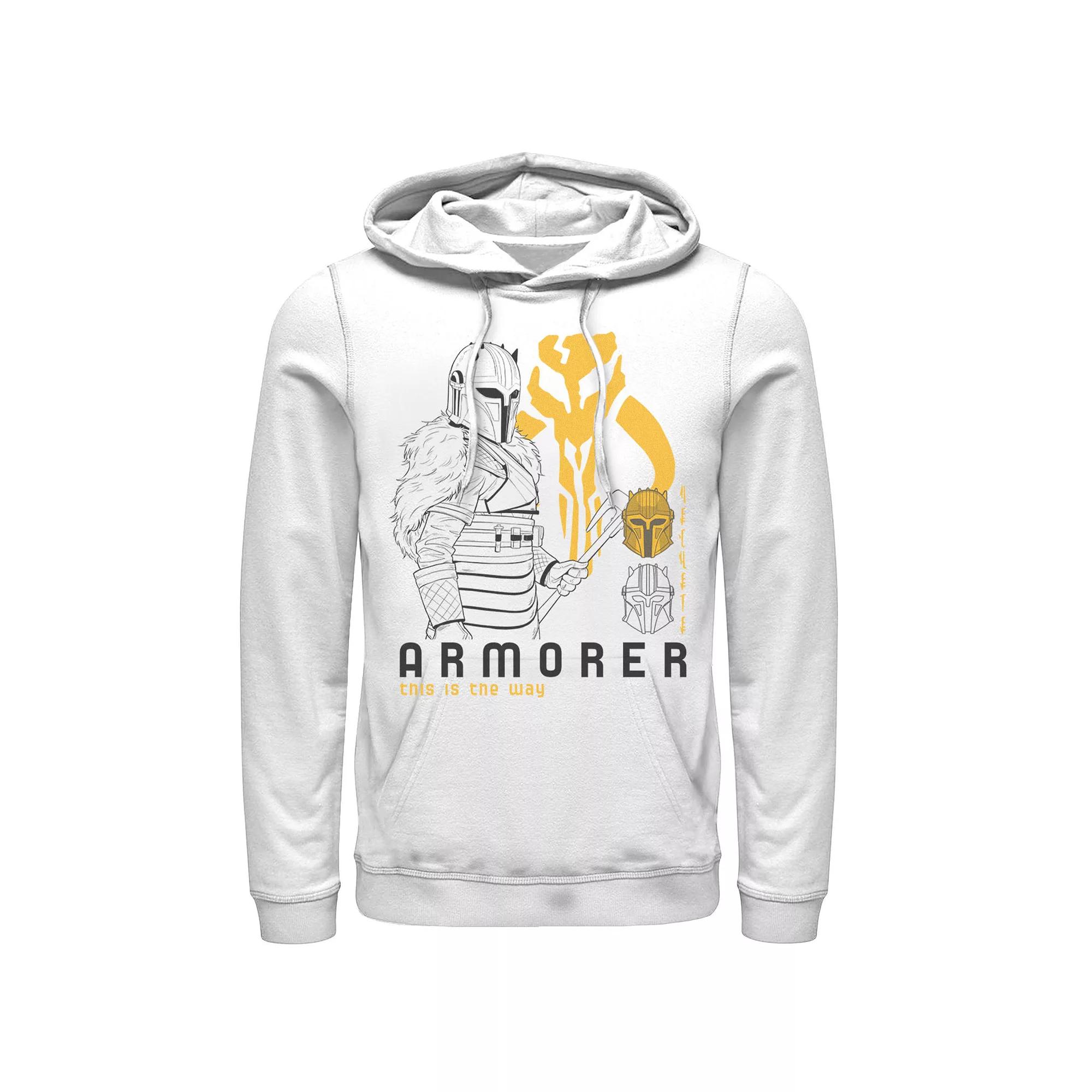 Men's Star Wars The Mandalorian Armorer Line Art Hoodie, Size: 3XL, White Product Image