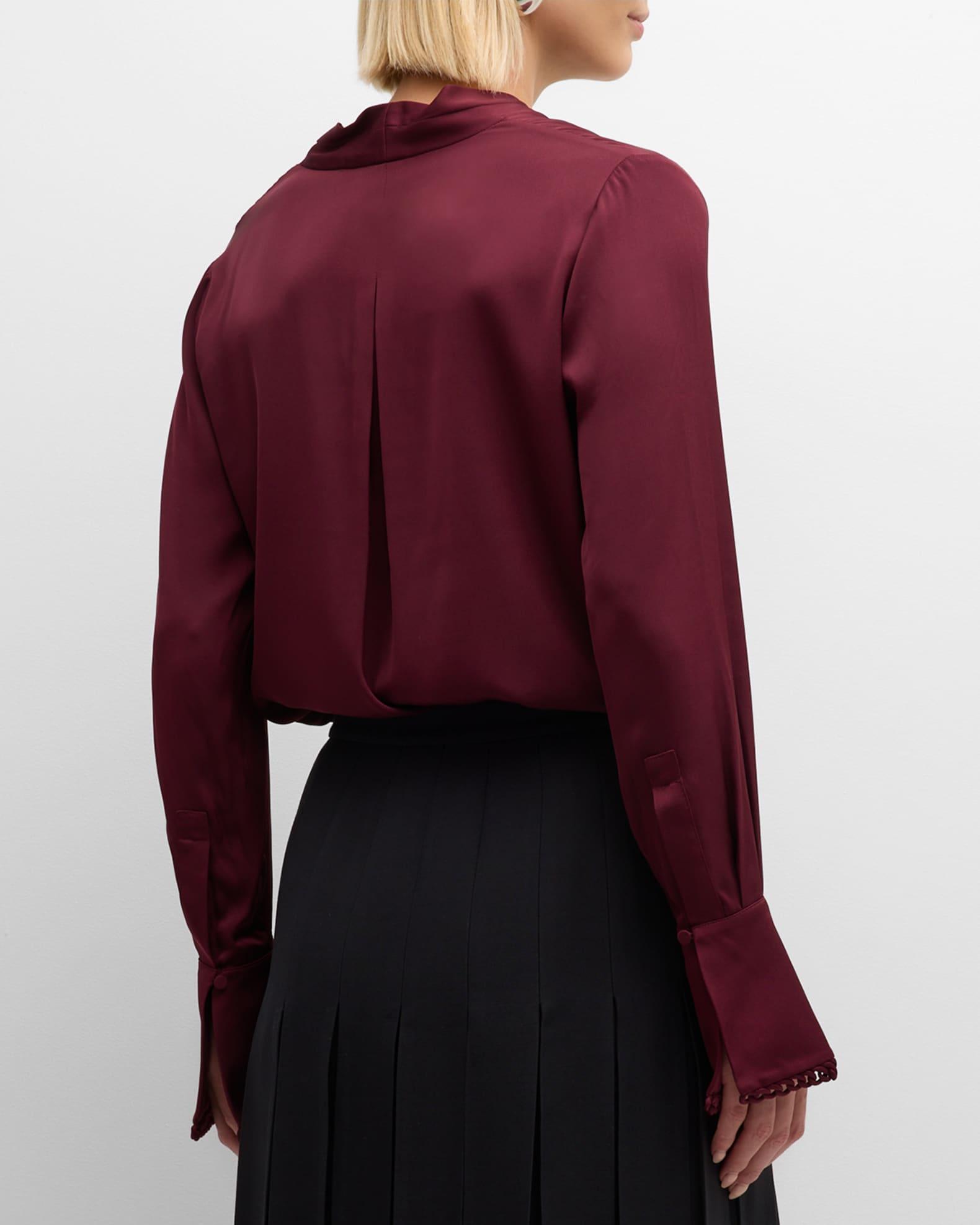 Verily Braided-Trim Silk Blouse Product Image