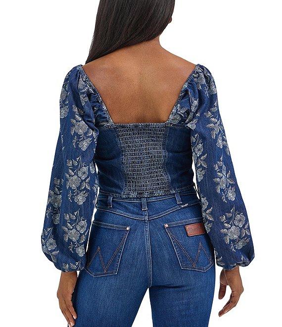 Wrangler® Retro® Floral Sleeve Denim Shirt Product Image