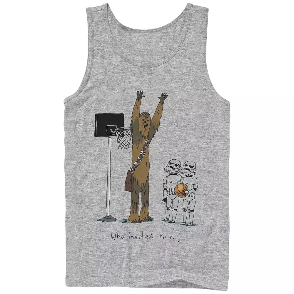 Men's Star Wars Basketball Chewbacca Vs Stormtrooper Graphic Tank Top, Size: Large, Athletic Grey Product Image