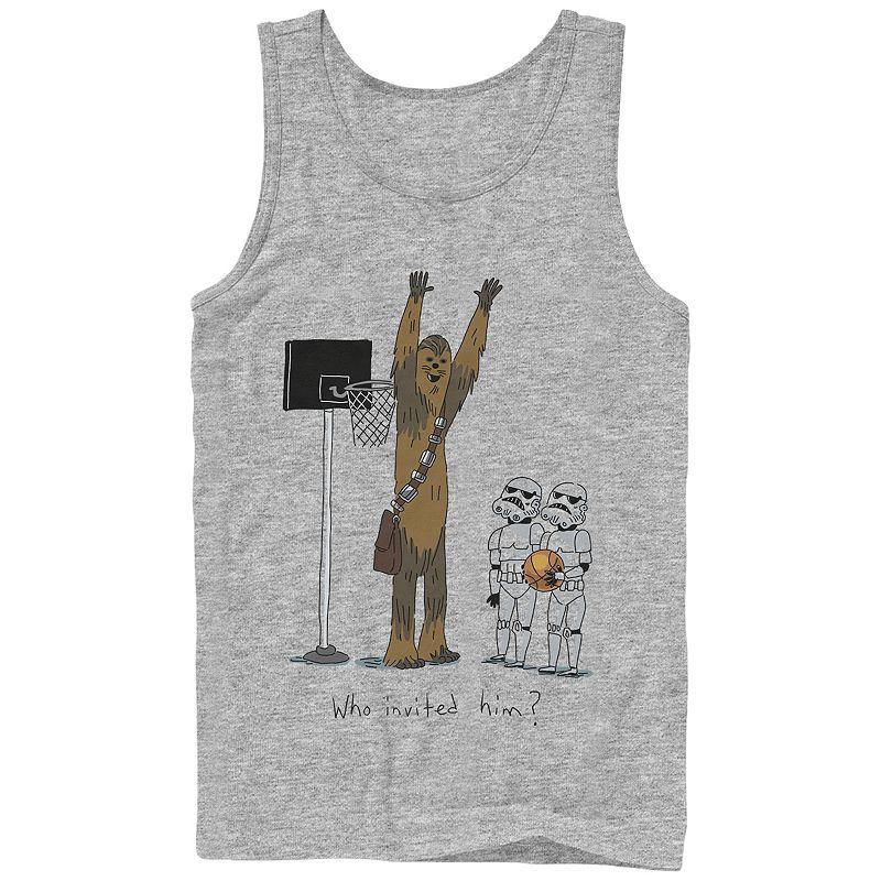 Men's Star Wars Basketball Chewbacca Vs Stormtrooper Graphic Tank Top, Size: Large, Athletic Grey Product Image