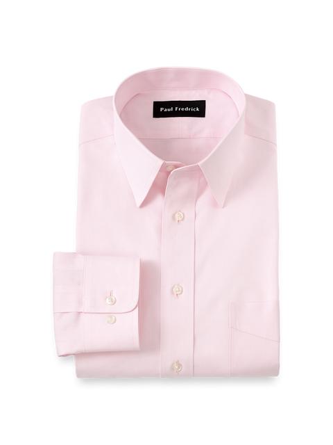 Non-Iron Cotton Pinpoint Solid Point Collar Dress Shirt - Pink Product Image