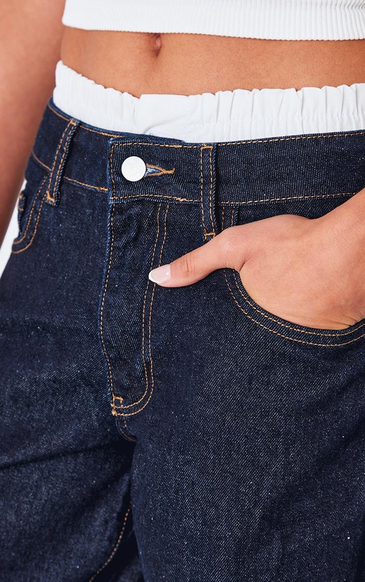 Dark Indigo Boxer Waistband Detail Denim Jeans Product Image