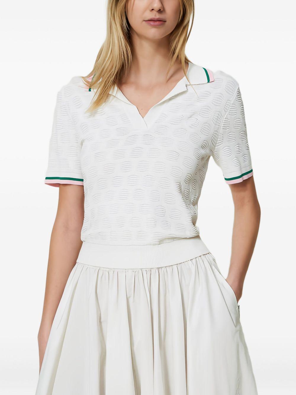 ribbed geometric-pattern polo shirt Product Image