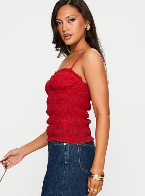 Money Maker Ruched Cami Top Red Product Image