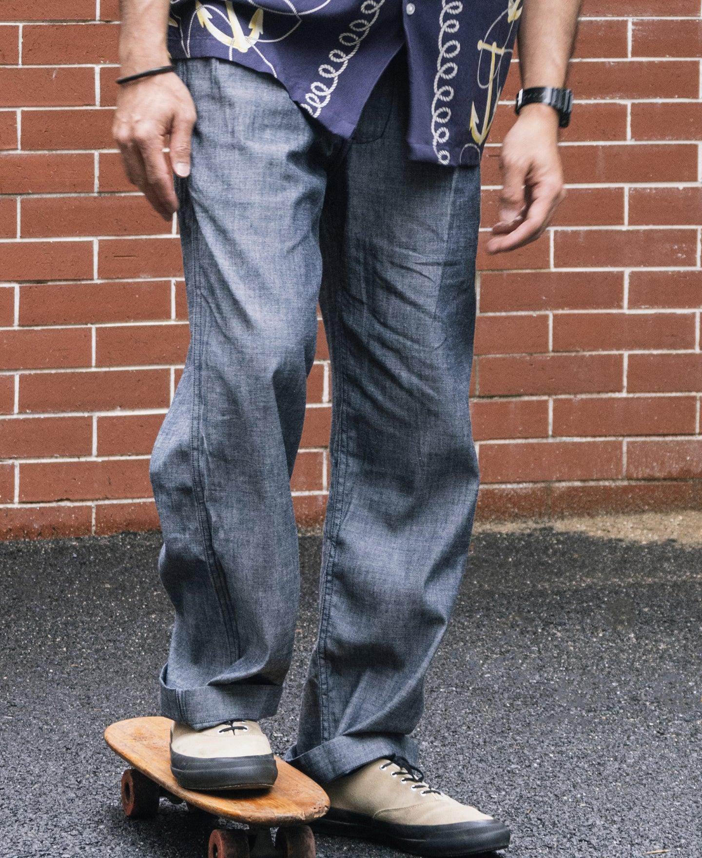 1930s Double-Pleated Chambray Pants Product Image