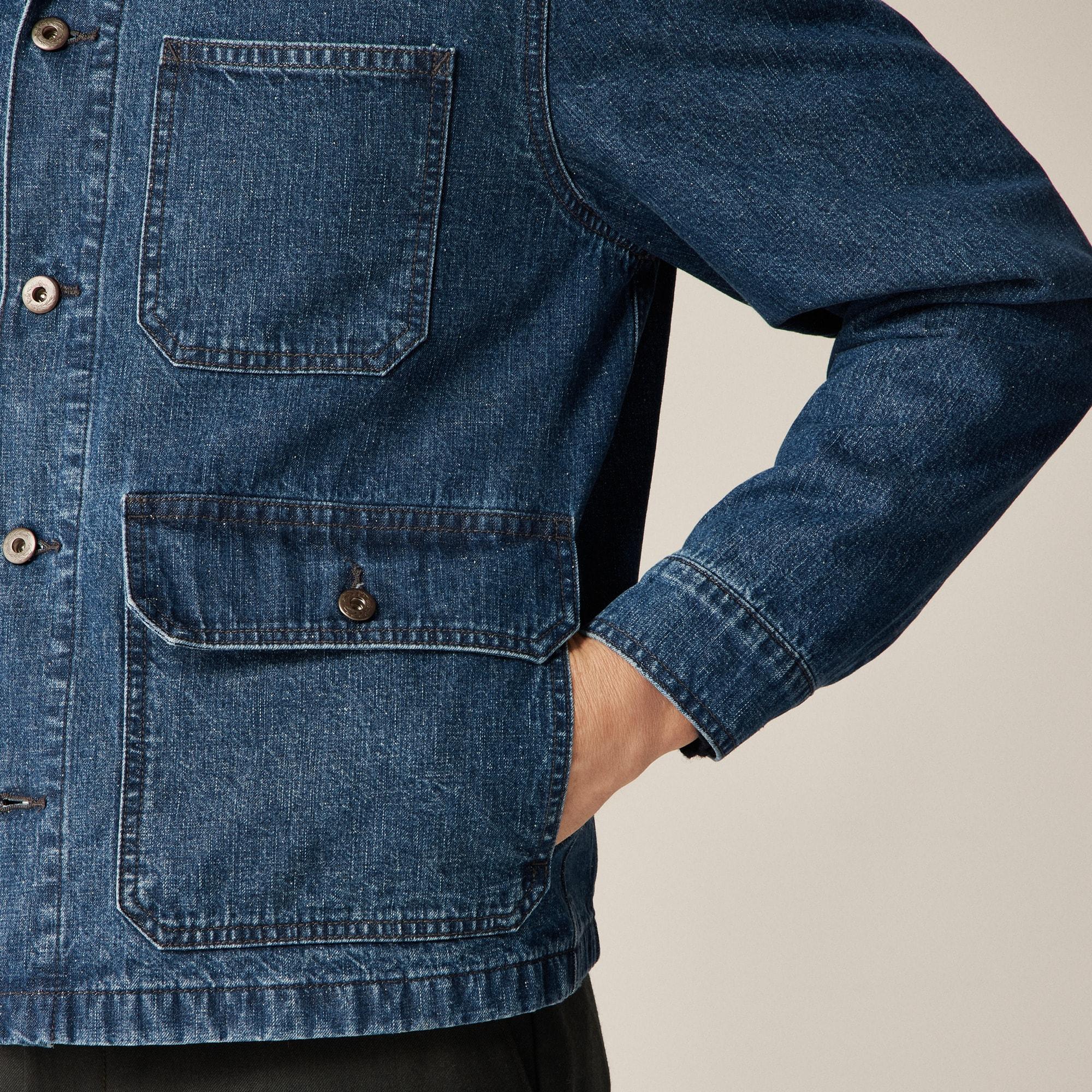 Patch-pocket denim jacket with flannel lining Product Image