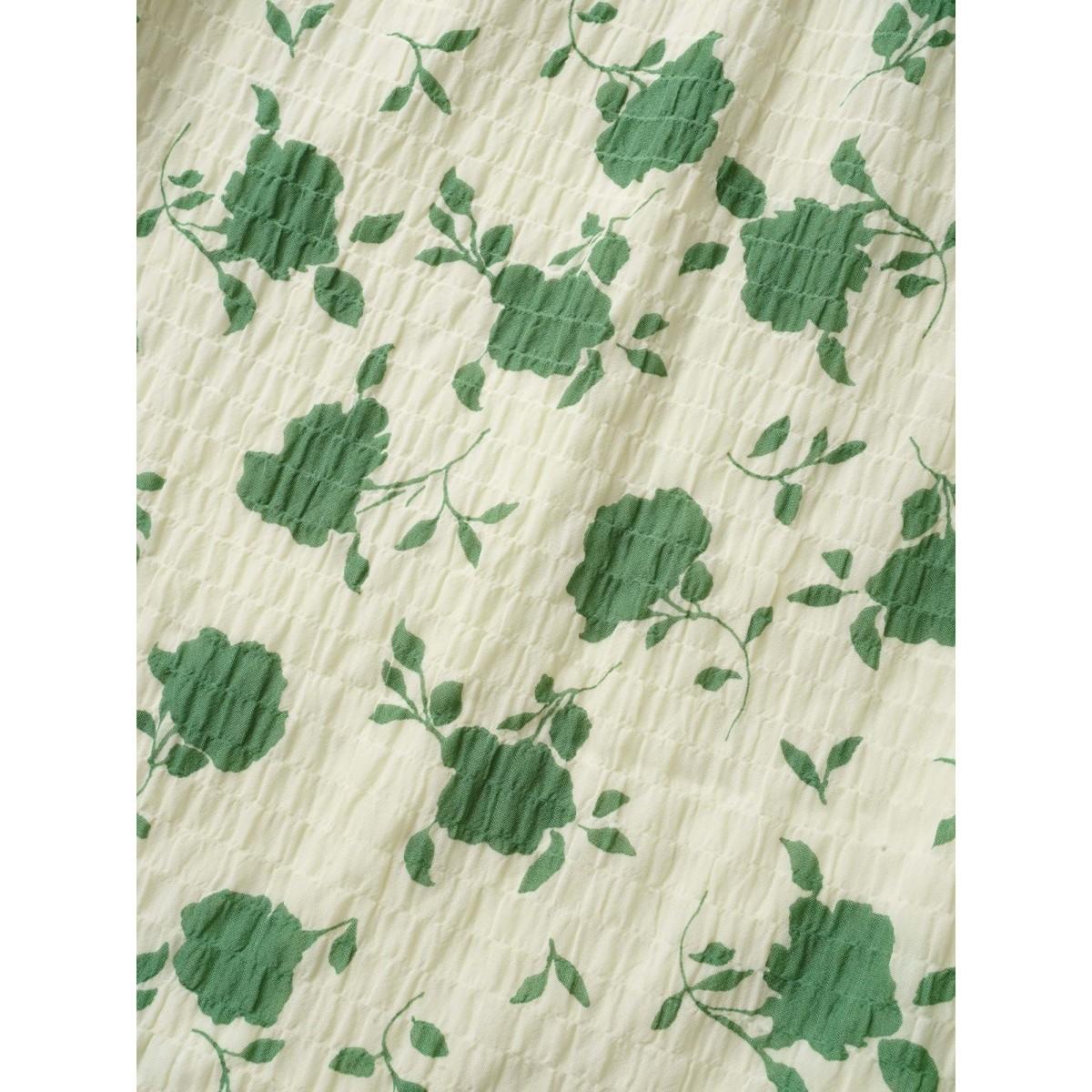 Plus Size Square Neck Floral Texture Ruffle Trim Dress Palemauve Women Elegant Texture Square Neck Cap Sleeve Curvy BloomChic 22-24/3X Product Image