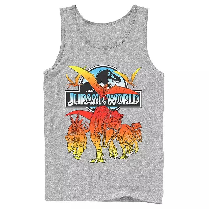 Men's Jurassic World Two Dino Charging Comic Pop Tank Top,  Product Image