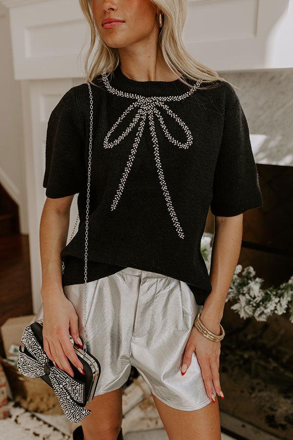 Holiday Fun Embellished Knit Top in Black Product Image