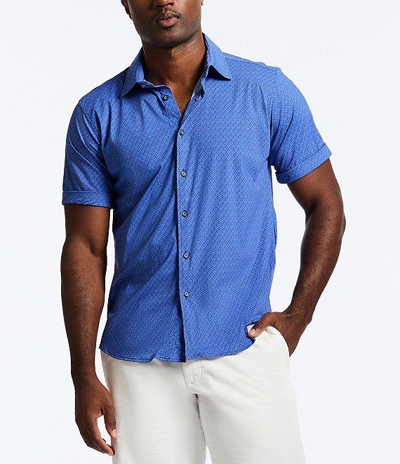 Robert Graham Pidmont Stretch Knit Short Sleeve Woven Shirt Product Image