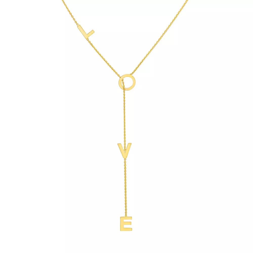 14k Gold LOVE Adjustable Lariat Necklace, Womens Product Image