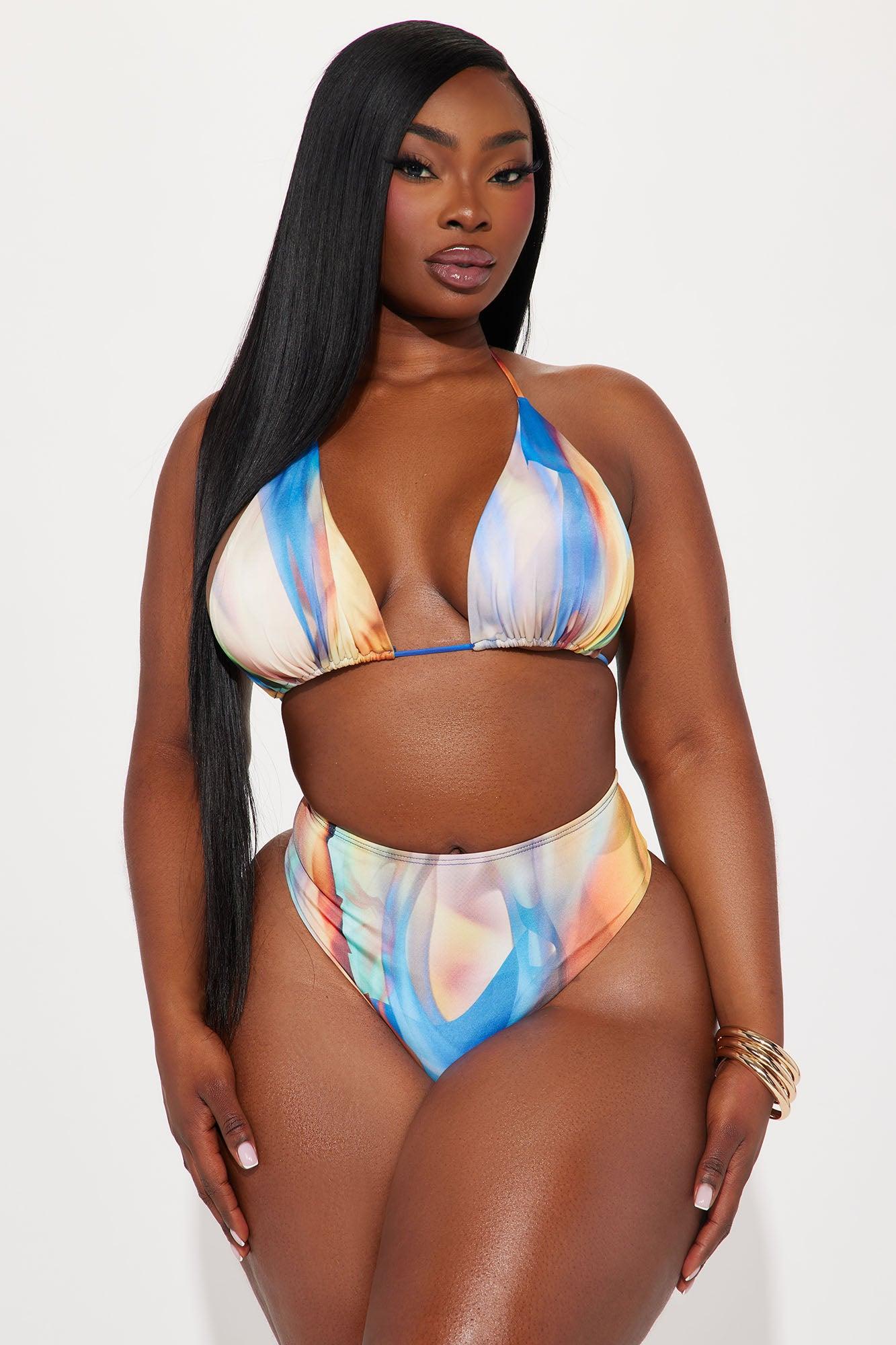 Beach Club Dreaming Cowl Neck 3 Piece Bikini Set - Blue/combo Product Image