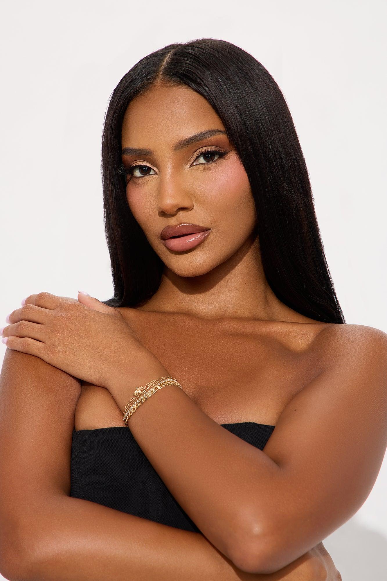 Mila Rhinestone Clover 5 Piece Bracelet Set - Gold Female Product Image