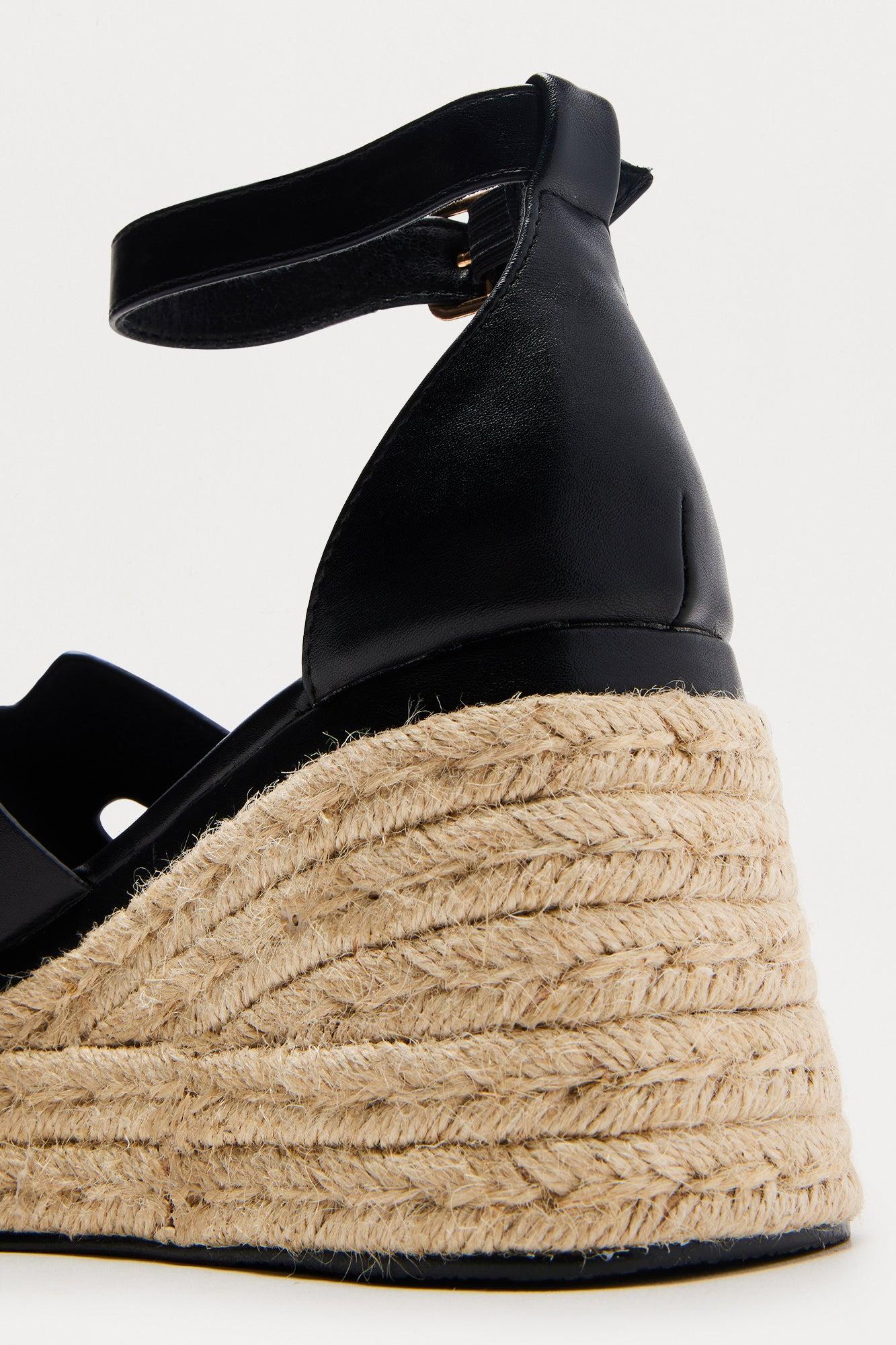 Tora Jute Platform Wedges - Black Female Product Image