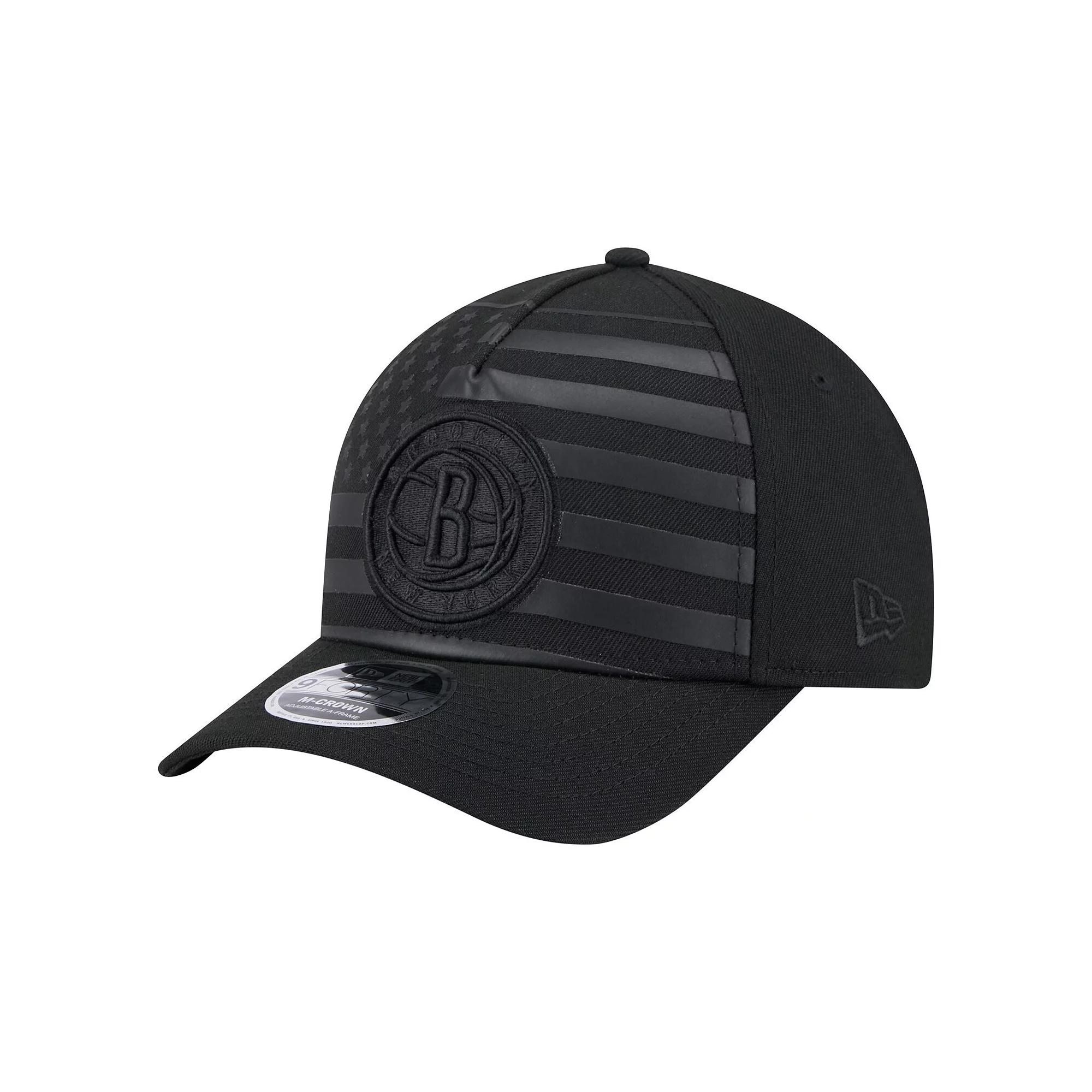 Men's New Era Black Brooklyn Nets Game Day Flag A-Frame 9FORTY Adjustable Hat Product Image