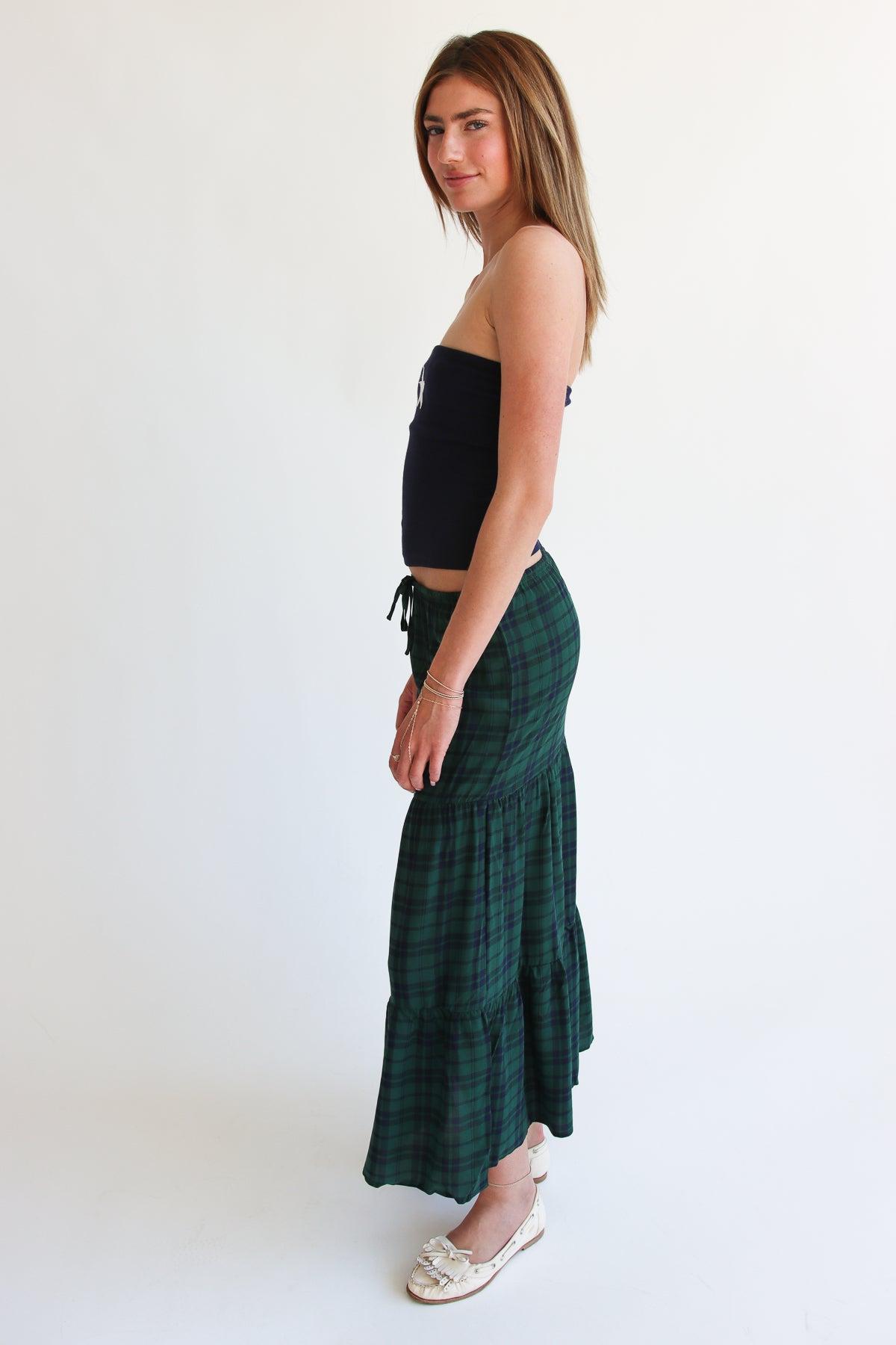 Plaid Tiered Maxi Skirt Product Image