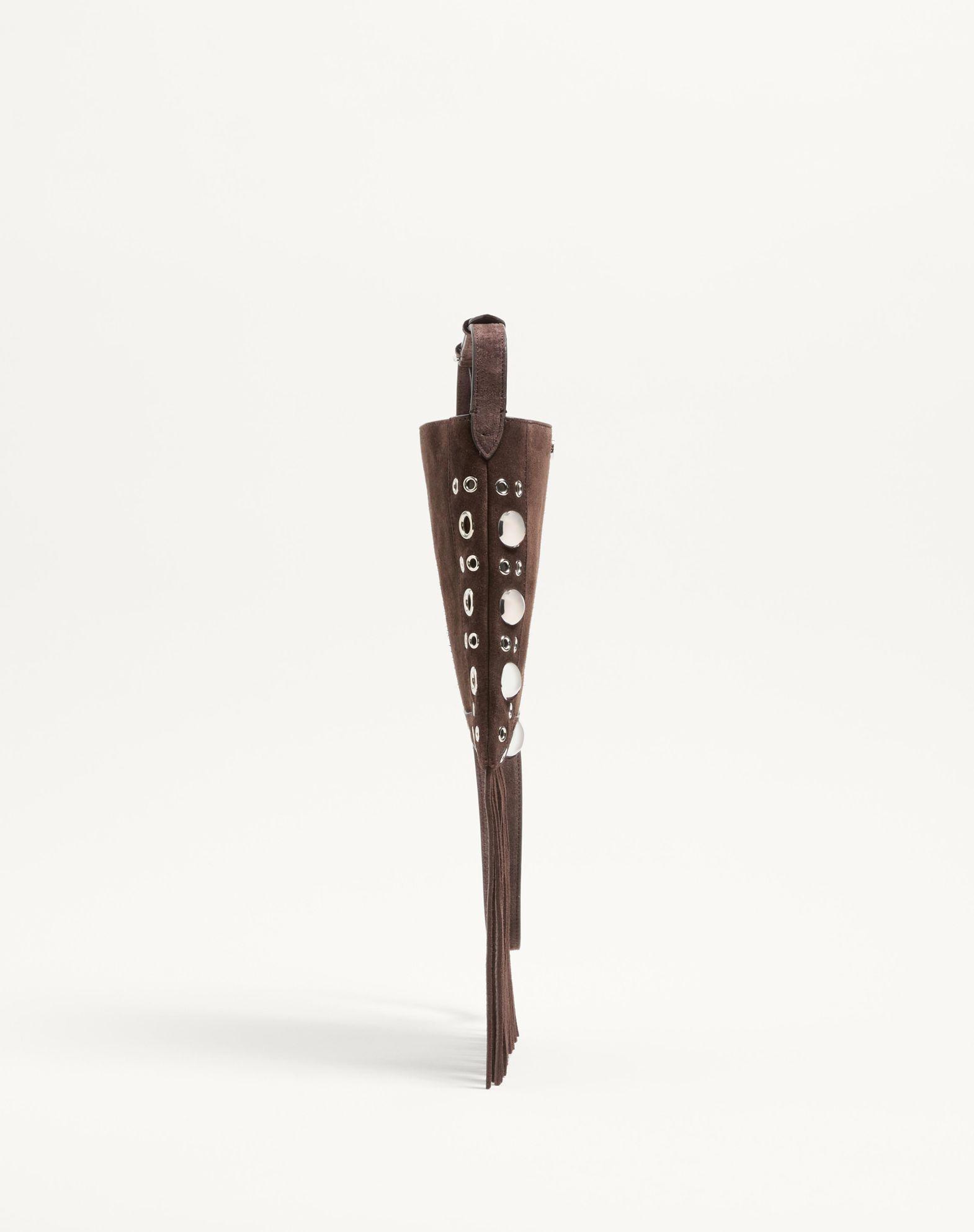 Valentino Garavani Nellcôte Small Shoulder Bag In Suede With Fringes Product Image