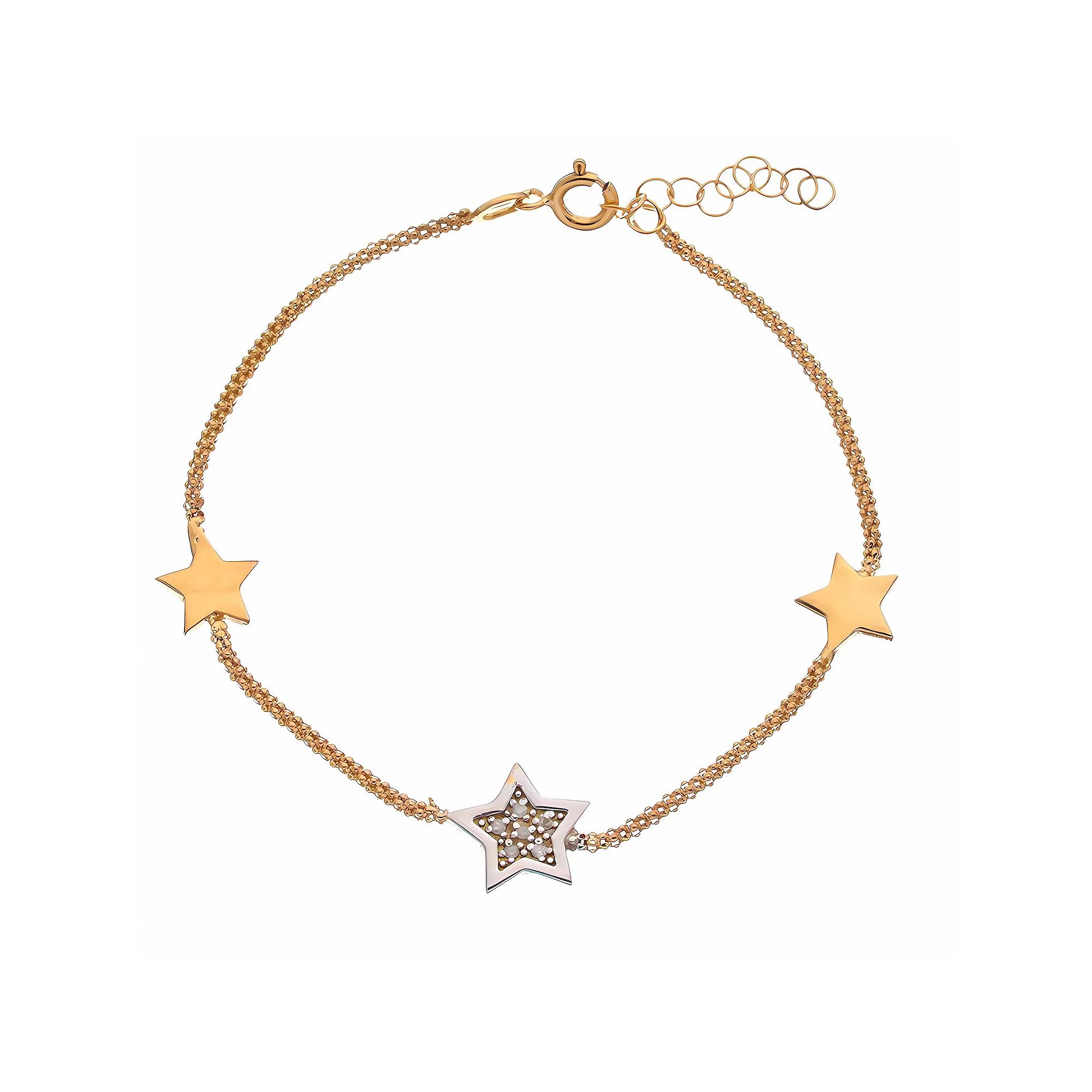 Meshmerise Sterling Silver Diamond Accented Stars Bracelet, Women's, Size: 7", Gold Tone Product Image