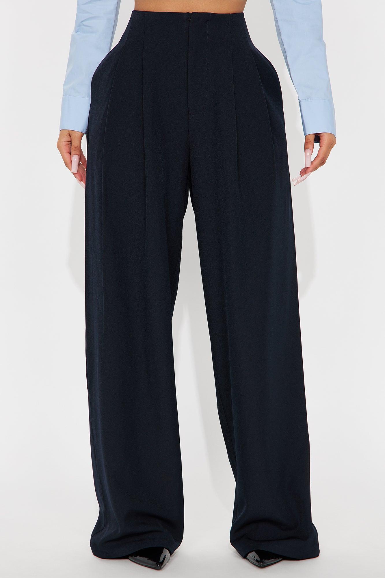 Candice High Waist Pleated Trouser Pant 33″ - Navy Female Product Image