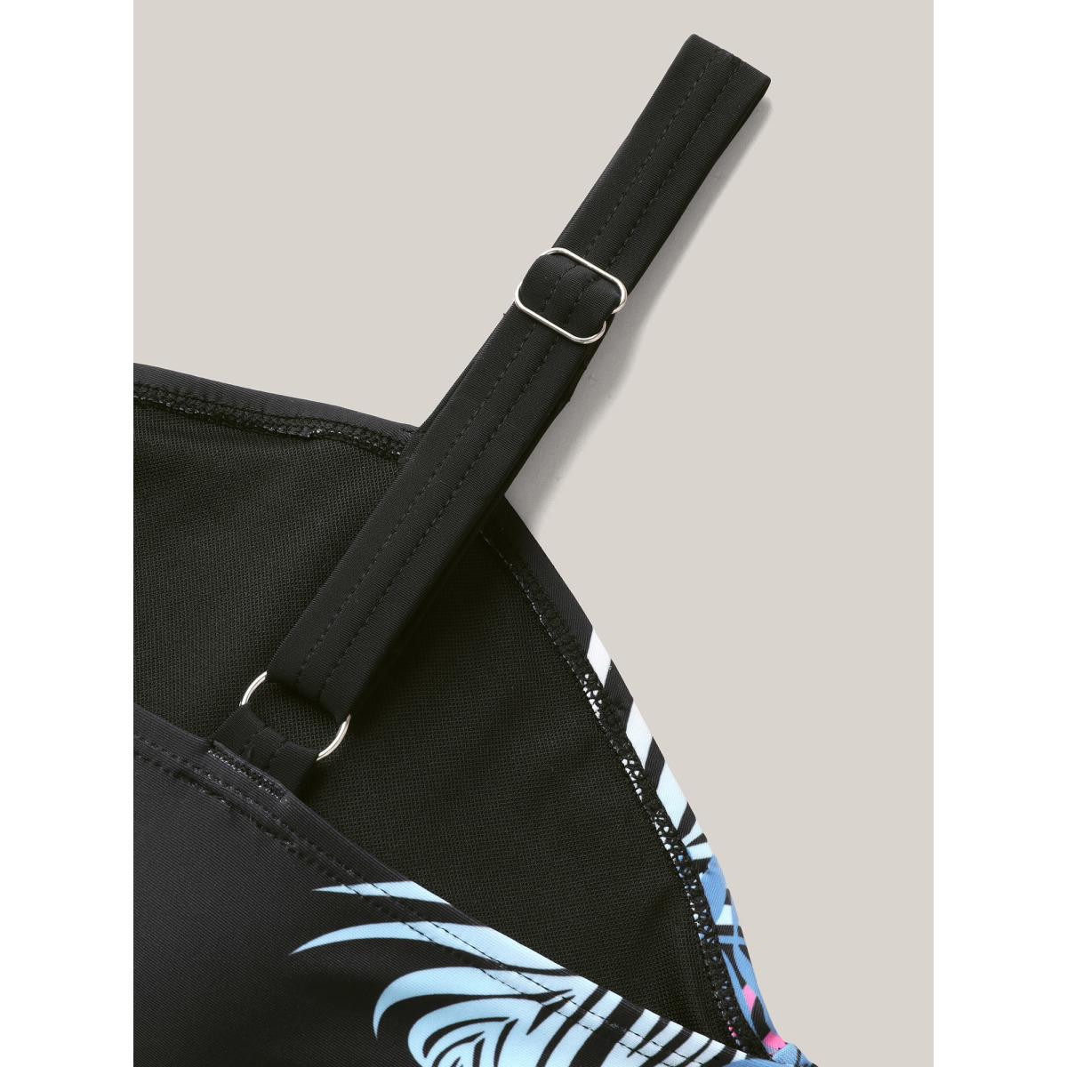 Plus Size Floral Pattern Sweetheart Neck One-Piece Swimsuit Women's Swimwear Black Beach Gathered Curve Bathing Suits High stretch One Pieces BloomChic 18-20/2X Product Image