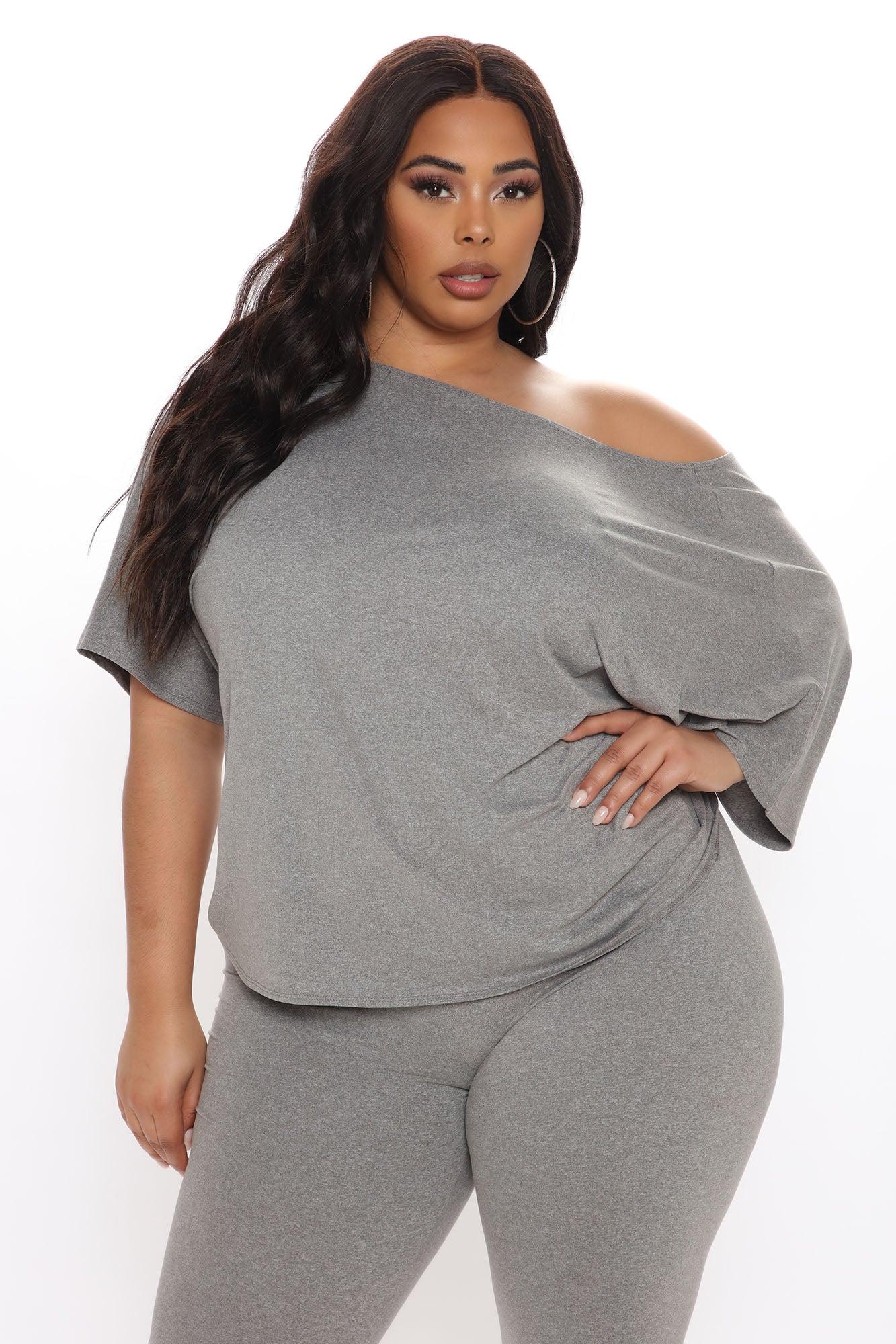 Don't Get This Twisted Short Sleeve Pant Set - Heather Grey Product Image
