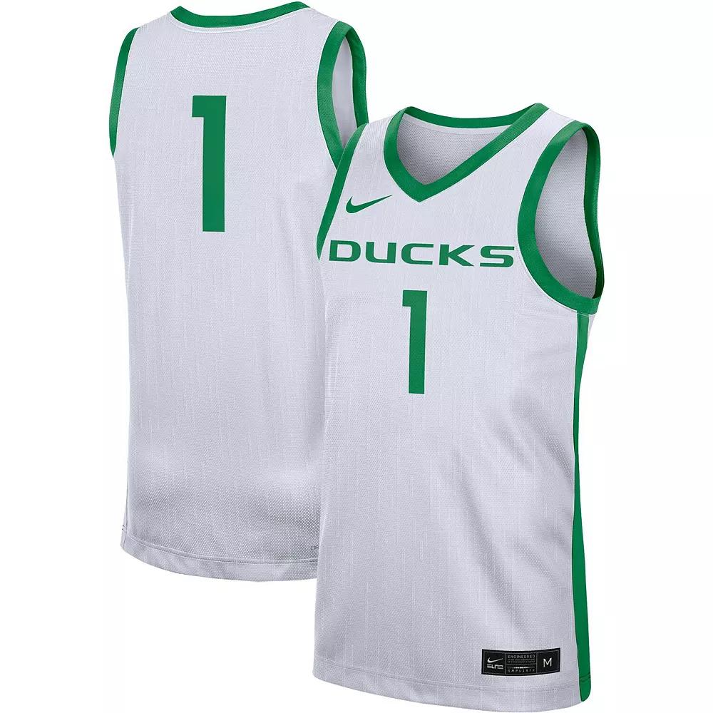 Men's Nike #1 White Oregon Ducks Replica Jersey,  Product Image