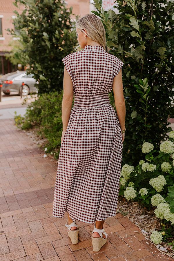Harvest Stroll Gingham Midi Dress Product Image