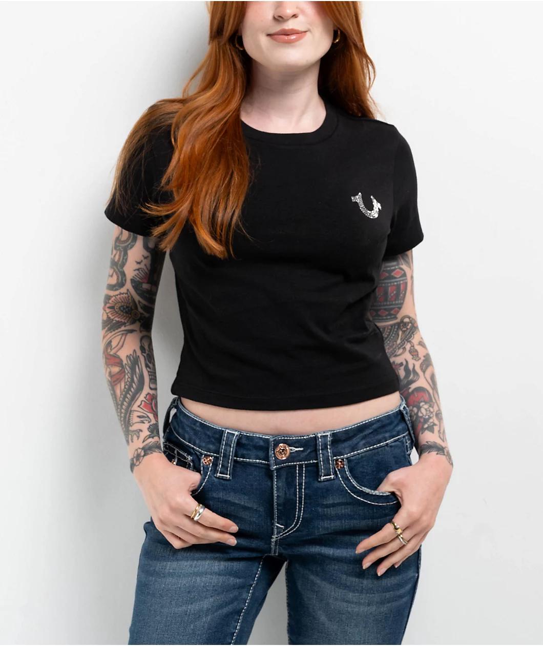 True Religion Crystal Logo Black T-Shirt Product Image
