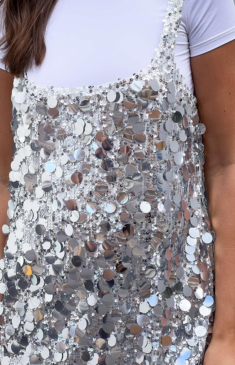 Priya Silver Sequin Mini Dress Product Image
