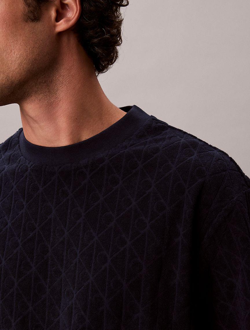 Terry Allover Embossed Emblem Logo Relaxed T-Shirt Product Image