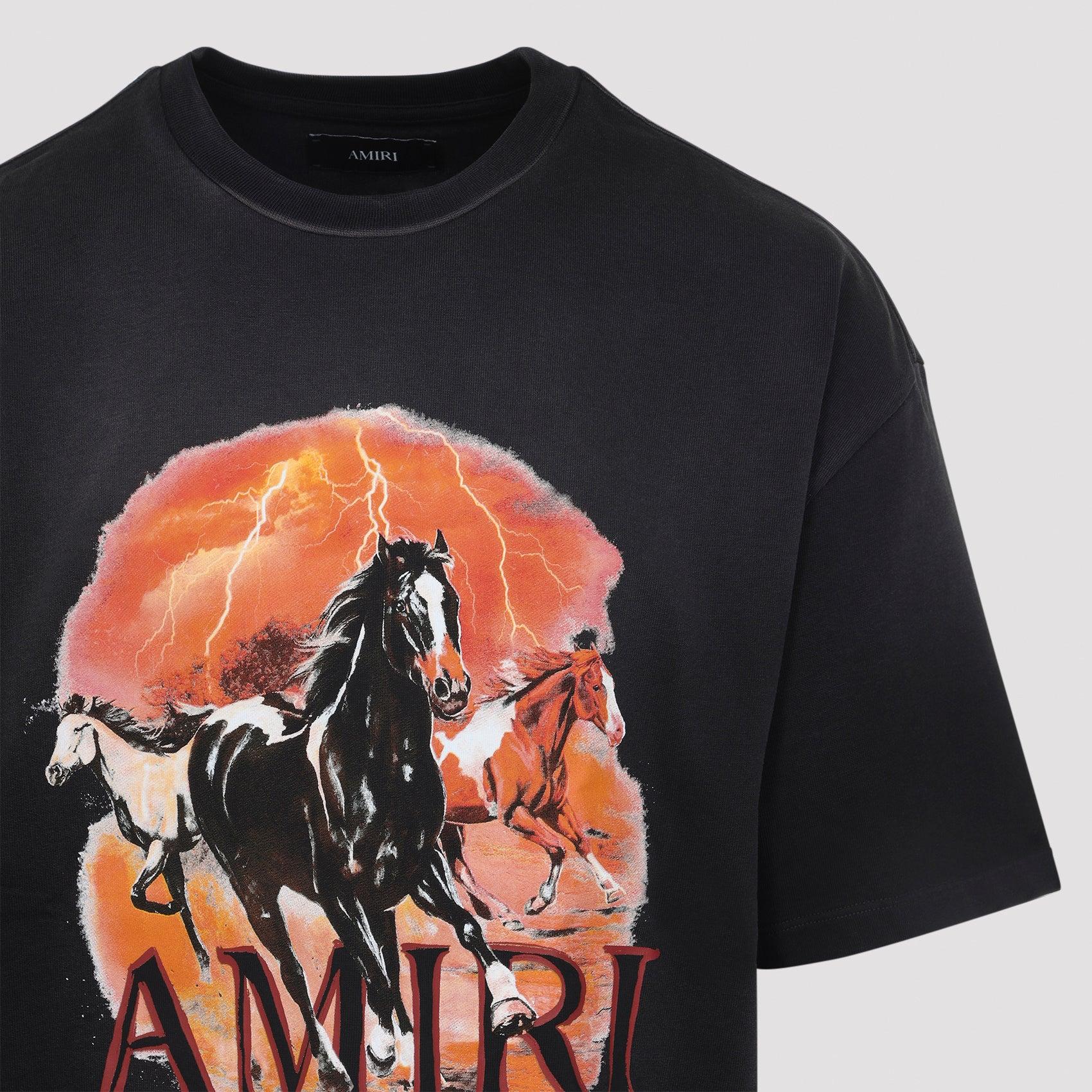 AMIRI Graphic Print Oversized Crewneck T-shirt Shirt In Black Product Image