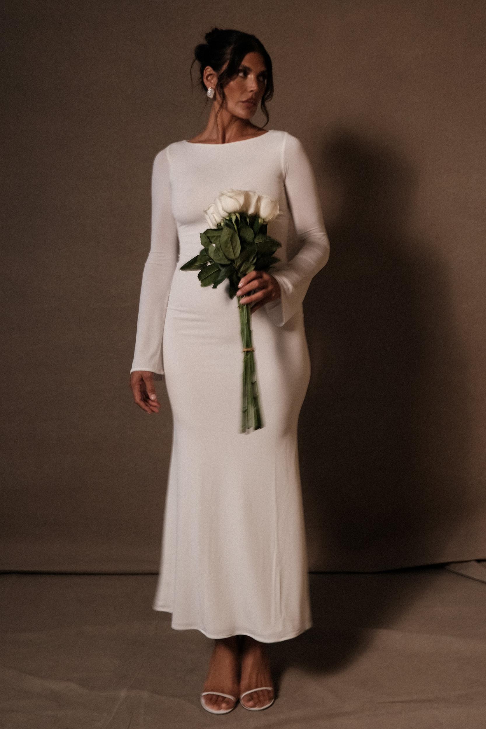 Tarna Slinky Fishtail Maxi Dress - Ivory Product Image