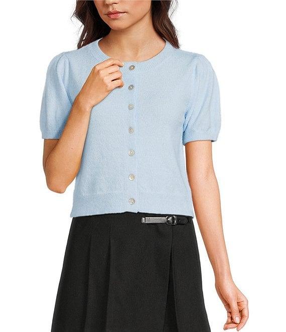 Copper Key Button Front Puff Sleeve Cardigan Product Image