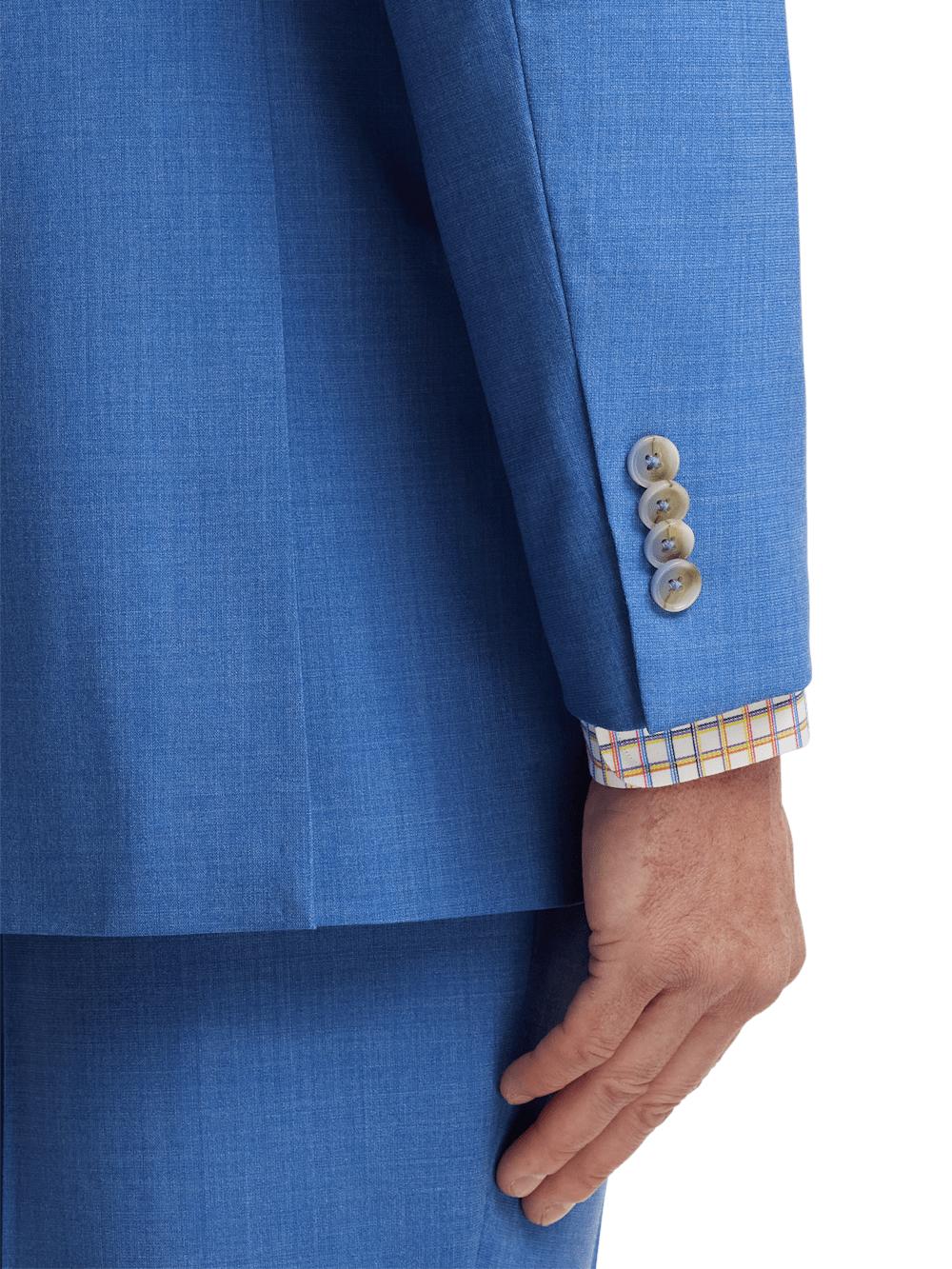 Wool Stretch Bengaline Peak Lapel Suit Jacket - French Blue Product Image