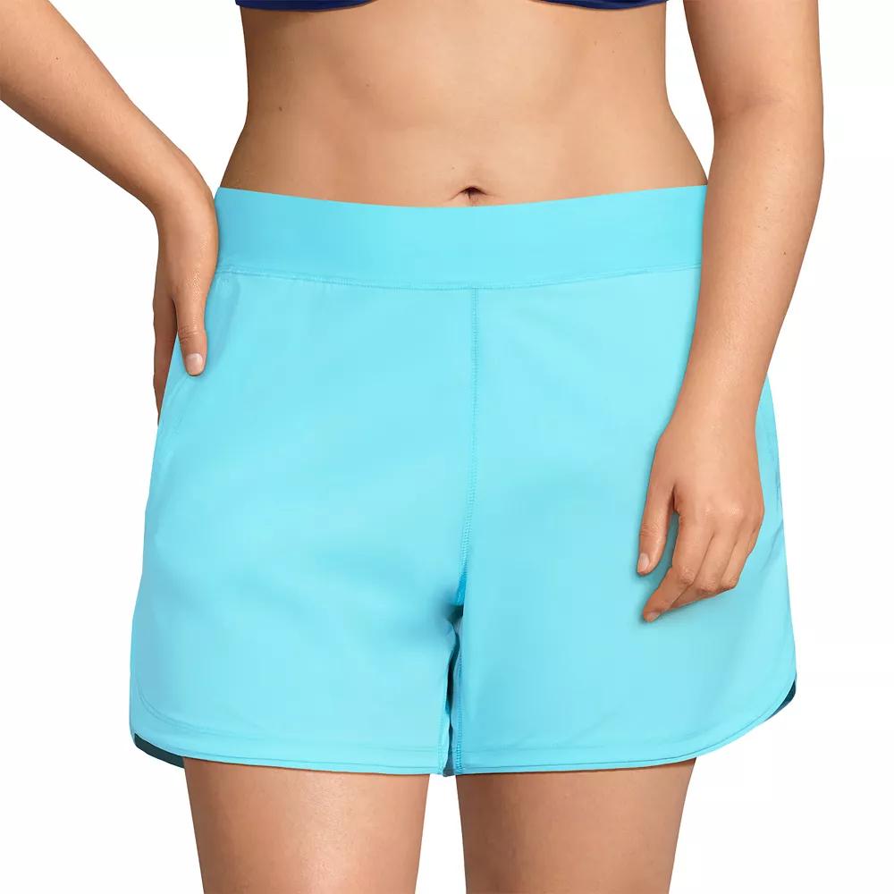 Plus Size Lands End 5 Quick Dry Swim Shorts With Panty, Womens River Blue Product Image