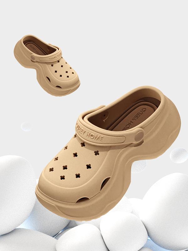 Hollow Round Cut Crocs Platform Shoes Sandals Product Image