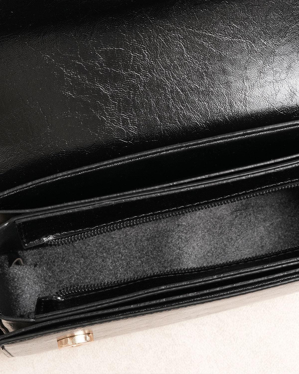 Black Faux Leather Shoulder Bag Product Image